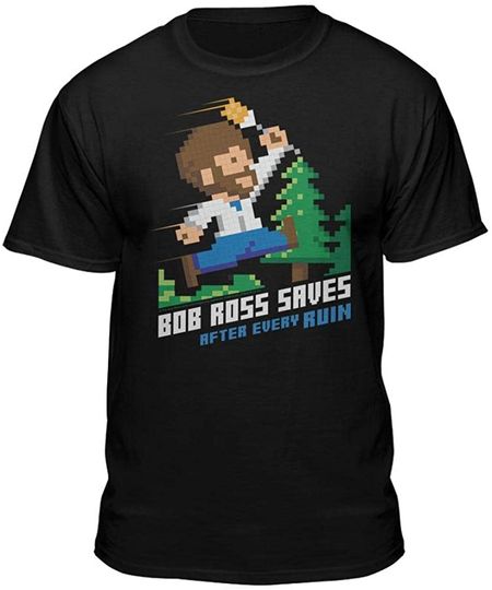 Discover T-Shirt Camiseta Manga Curta Bob Ross Bob Ross Saves After Every Ruin 8-Bit Official Graphic