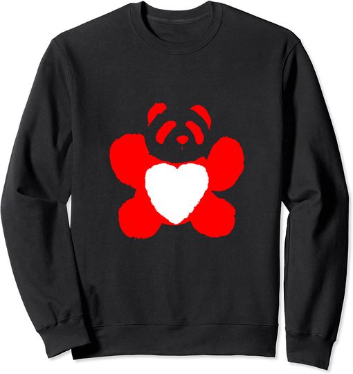 Discover Suéter Sweatshirt Panda Vermelho de Coração Lindo