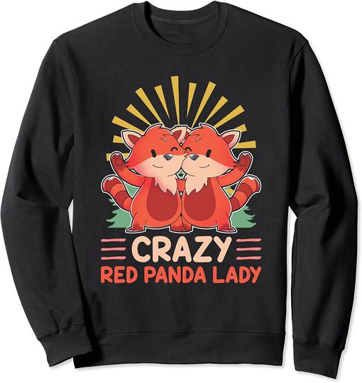 Discover Suéter Sweatshirt Amante De Animales Lindo Fofas Meninas Panda Vermelho Louco