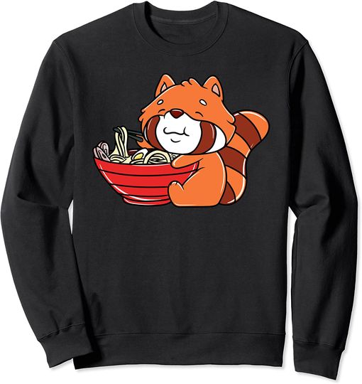 Suéter Sweatshirt Japonês Ramen Macarrão Panda Vermelho Kawaii