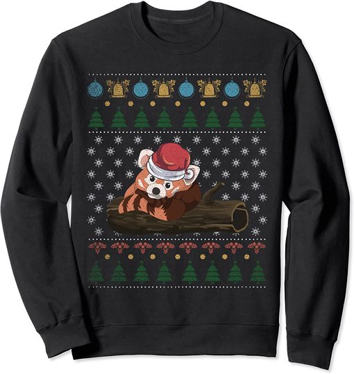 Discover Suéter Sweatshirt Feliz Natal Animal Da Floresta Natal Feio E Bonito Moletom Panda Vermelho