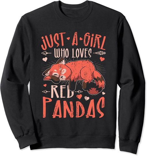 Suéter Sweatshirt Apenas Uma Garota Que Adora Pandas Vermelhos