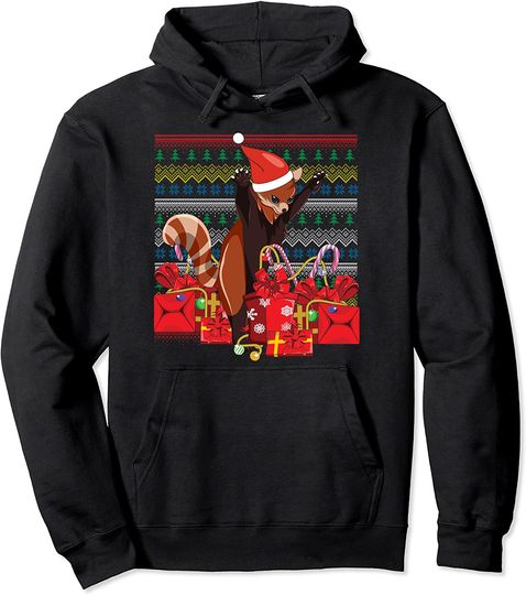 Hoodie Sweater Com Capuz  Animal Fofo Da Floresta Feliz Natal Com Panda Vermelha