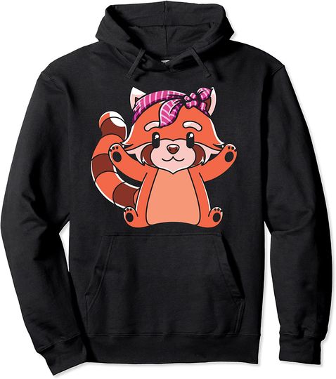 Hoodie Sweater Com Capuz Animal Fofo Com Bandana Amante Bandanas Panda Vermelho