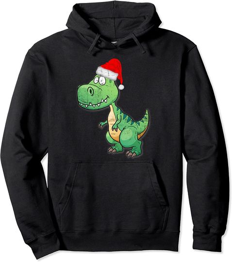 Discover Hoodie Sweater com Capuz Masculino Feminino Dinossauro Feliz Natal