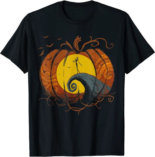 Discover T-Shirt Camiseta Manga Curta Nightmare Before Christmas Pumpkin King Lament Silhouette