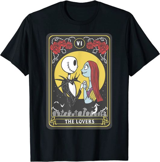Discover T-Shirt Camiseta Manga Curta Nightmare Before Christmas Jack And Sally The Lovers Tarot