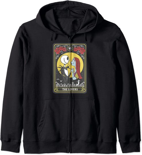 Discover Hoodie Sweater Com Capuz Fecho-Éclair Nightmare Before Christmas Jack And Sally The Lovers Tarot