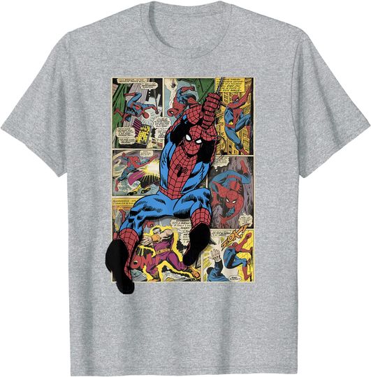 Discover T-Shirt Camiseta Manga Curta Marvel Spider-Man Comic Book Page Print