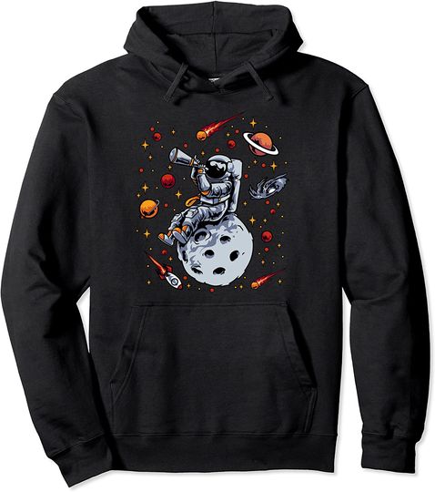 Discover Hoodie Sweater Com Capuz Binoculos Astronauta No Binóculo De Marte No Espaço Astronomia Galáxia Única