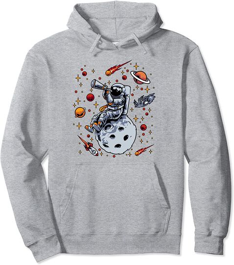 Discover Hoodie Sweater Com Capuz Binoculos Astronauta No Binóculo De Marte No Espaço Astronomia Galáxia Única