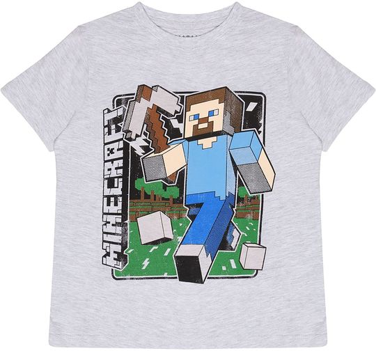 Discover T-Shirt Camiseta Manga Curta Popgear Minecraft Distressed Steve Boys Minecraft Steve