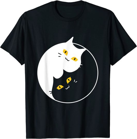 Discover Miau Espiritual Meditação T-Shirt Gato Preto Gato Branco Para Homem E Mulher Criança
