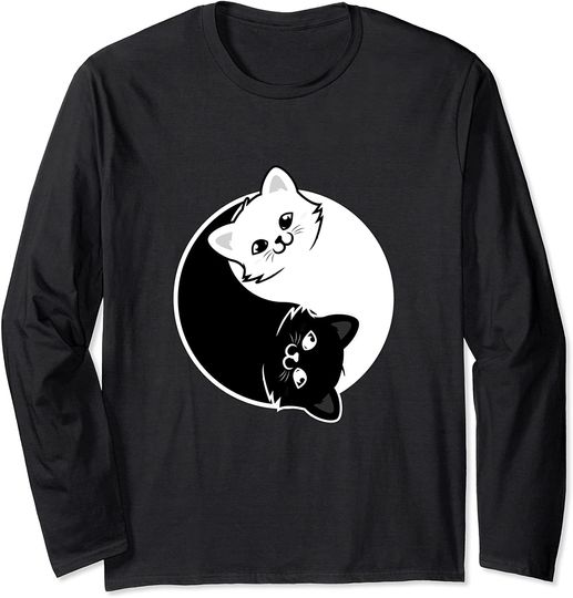 Discover Yin e Yang Mascota Gato Camisola De Mangas Compridas Para Homem E Mulher Gato Preto Gato Branco