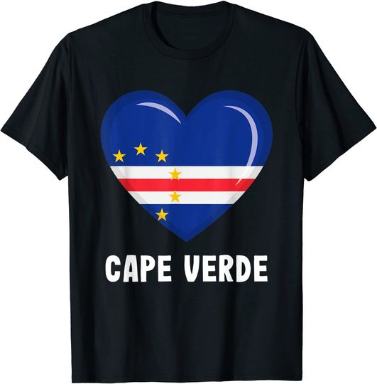 Discover T-Shirt Camiseta Manga Curta Para Homem E Mulher Criança Bandeira De Cabo Verde