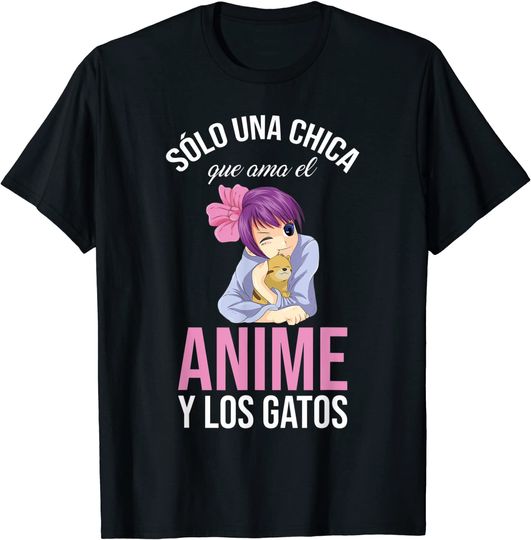 Discover T-Shirt Camiseta Manga Curta Anime Japonesa Otaku Amante Dos Gatos Manga Japonesa