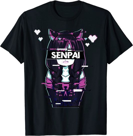 Discover T-Shirt Camiseta Manga Curta Anime Japonesa Menina Gato Anime Japonês - Confira-Se Ao Meu Vaporware Senpai
