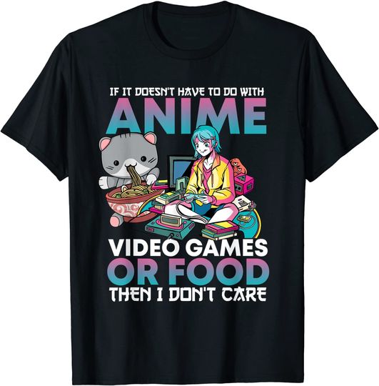 Discover T-Shirt Camiseta Manga Curta Anime Japonesa Anime Videojogos E Comida Divertida Sushi Japonês Presente Anime