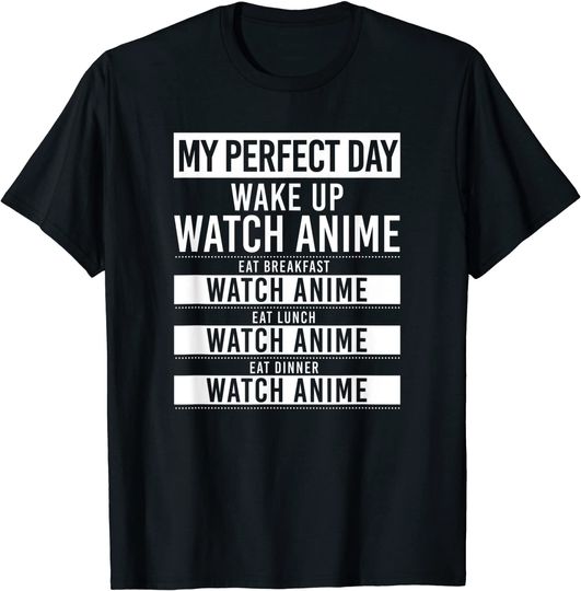 Discover T-Shirt Camiseta Manga Curta Anime Japonesa My Perfect Day Watch Anime Manga Amante Japonês Otaku