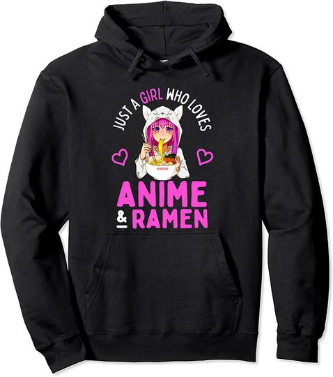 Discover Hoodie Sweater Com Capuz Anime Japonesa  Apenas Uma Rapariga Que Adora O Anime E Ramen Bowl Raparigas Japonesas
