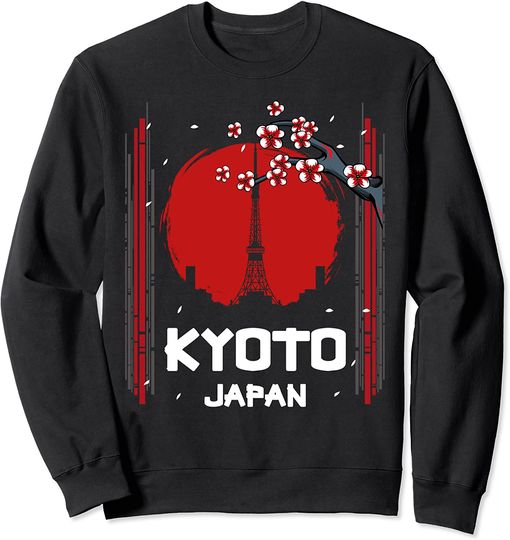 Discover Suéter Sweatshirt Anime Japonesa Flor de Cerejeira De Kioto Sakura Natureza Japão Kanji Anime