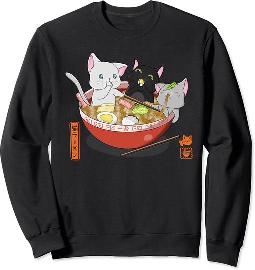 Discover Suéter Sweatshirt Anime Japonesa Ramen Cat Kawaii Anime Manga