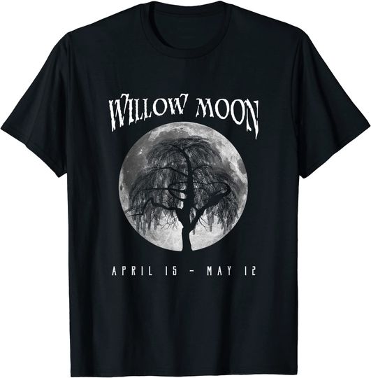 Discover T-Shirt Camiseta Manga Curta Árvore De Salgueiro Wiccan Witch Pagan - Willow Moon Celtic Tree Meses Oculto