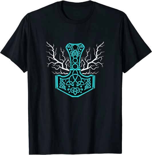T-shirt O Martelo de Thor com O Raio | Camiseta para Homem e Mulher