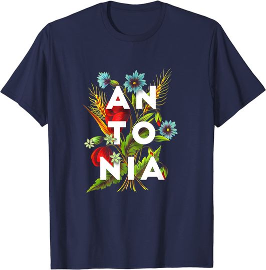 Discover T-shirt Unissexo Design Flores com O Nome de Antonia