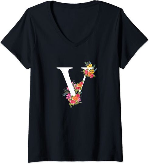 Discover T-shirt Feminia Decote em V Presente Ideal para Alguém Cujo Nome Começa com V