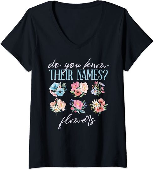 Flores Nomes | T-shirt Feminia Decote em V