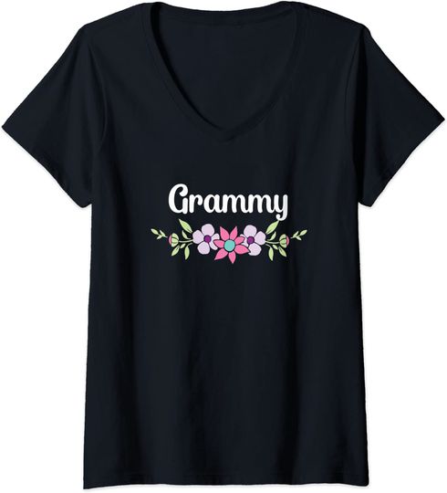 T-shirt de Mulher Decote em V Nome Personalizado Flores Botânicas Florais