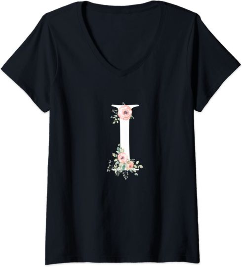 Discover T-shirt Decote em V Presente Ideal para Alguém Cujo Nome Começa com I