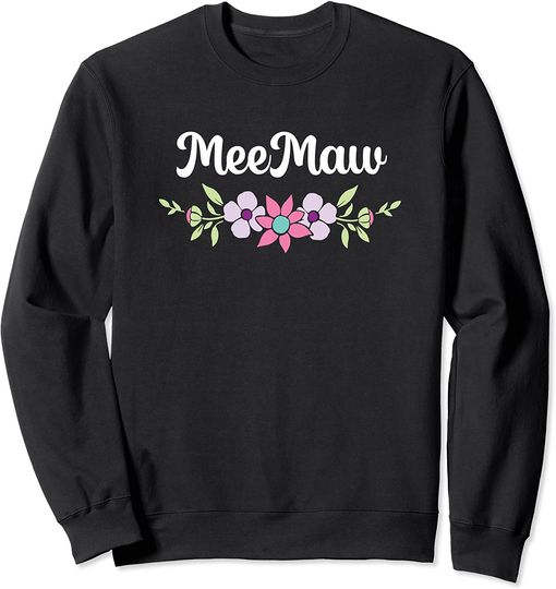 Suéter Sweater para Homem e Mulher Nome Personalizado Flores Botânicas Florais Mee Maw