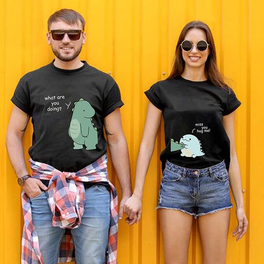 Discover Dinossauro Bonito T-shirt Casal Couple T-shirt