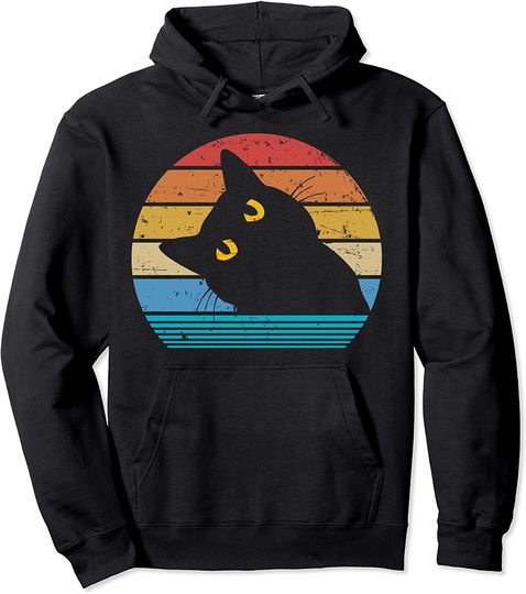 Discover Hoodie Sweater Com Capuz Gato Noir  Amante Retro Do Gato Preto Estilo Vintage Gatinho Bonito