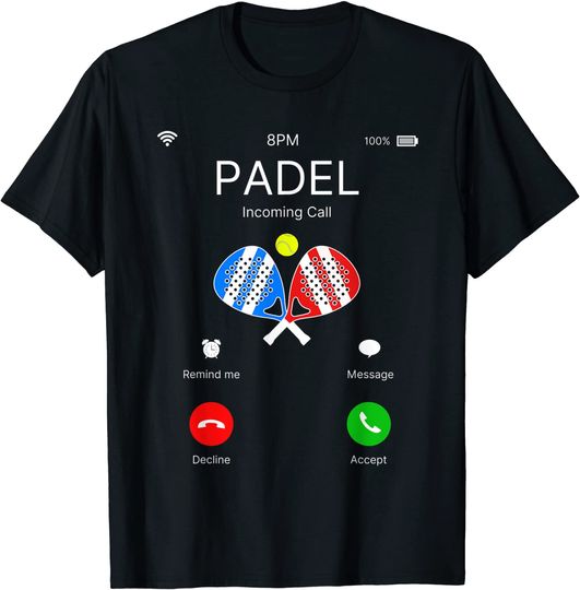 Discover T-shirt para Homem e Mulher Chamada Recebida Padel Ténis