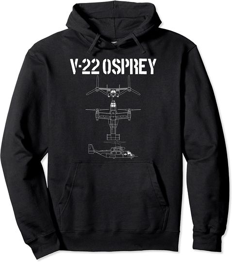 Discover V-22 Osprey helicóptero militar esquemático volando V22 Hoodie Sweater Com Capuz