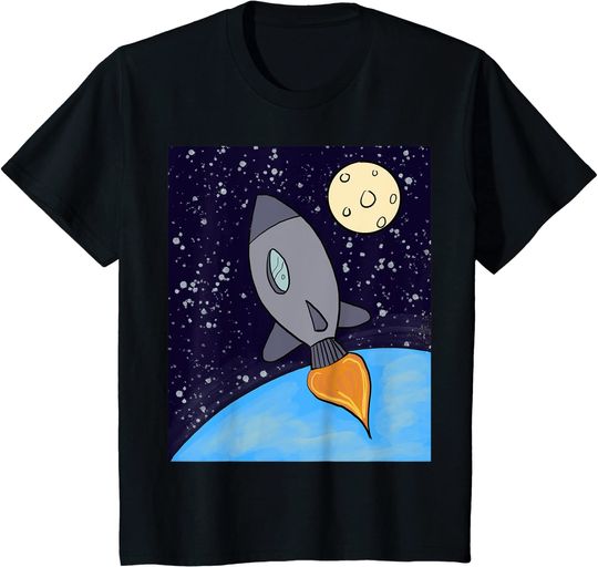Discover T-shirt Estampada Foguete Desenho No Espaço