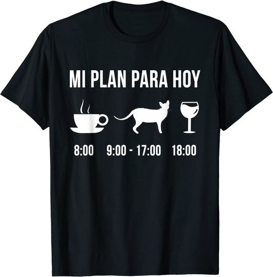 Discover T-shirt Unissexo Meu Plano para Hoje Café Lykoi Vinho