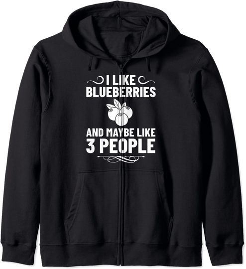 Discover Hoodie Sweatshirt com Fecho-Éclair Engraçado Gosto de Blueberry e Talvez 3 Pessoas