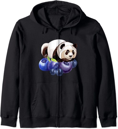 Discover Panda e Mirtilo | Hoodie Sweater com Fecho-Éclair Unissexo