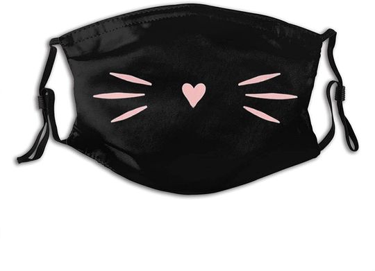 Discover Gato com Nariz de Coração | Máscara com Filtro, Reutilizável, À Prova de Poeira