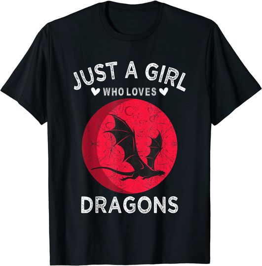 Discover T-Shirt Camiseta Manga Curta Banguela Apenas Uma Menina que Ama Dragões