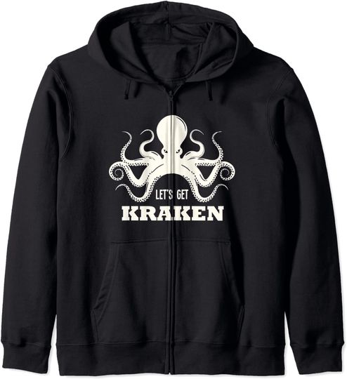 Discover Hoodie Sweater com Capuz e Fecho-éclair Let’s Get Kraken Polvo