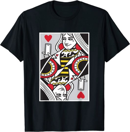 Discover Poker Gambling T-Shirt Camiseta Manga Curta Rainha De Copas