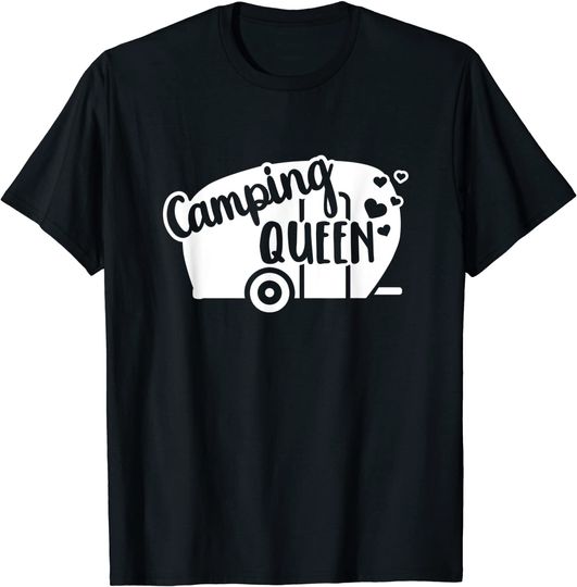 Discover T-Shirt Camiseta Manga Curta Rainha De Copas Camping Queen Königin Wohnwagen