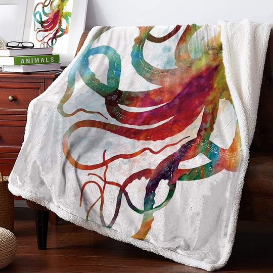 Cobertor de Lã Estampada Polvo Gigante Colorido Decoração com Aquarela