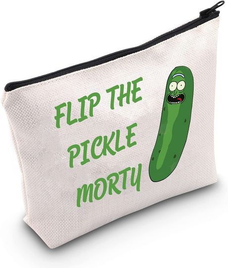 Discover Rick e Morty | Bolsa de Maquiagem Cosmética para Dar Aos Fãs da Família, Flip The Pickle Morty