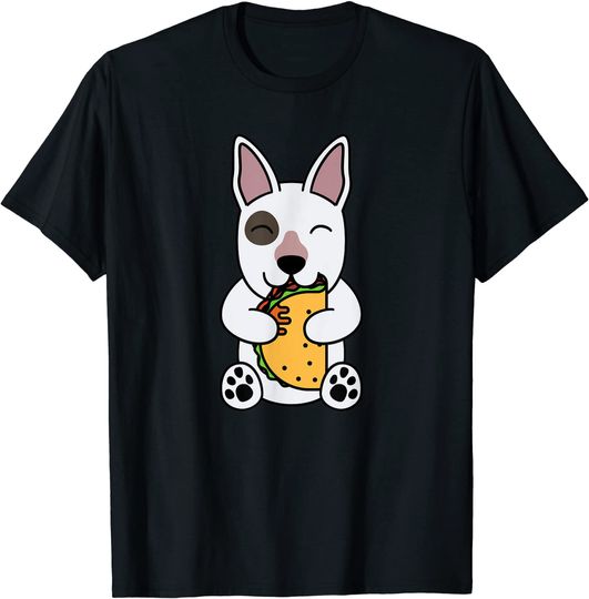 Discover T-shirt Engraçada Bull Terrier Bebé e Taco | Camiseta Masculina Feminina
